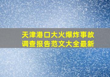 天津港口大火爆炸事故调查报告范文大全最新