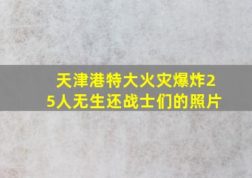 天津港特大火灾爆炸25人无生还战士们的照片