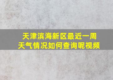 天津滨海新区最近一周天气情况如何查询呢视频