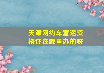 天津网约车营运资格证在哪里办的呀