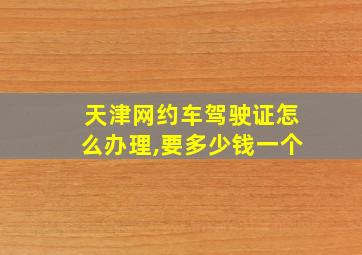 天津网约车驾驶证怎么办理,要多少钱一个