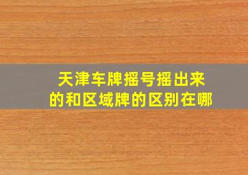 天津车牌摇号摇出来的和区域牌的区别在哪