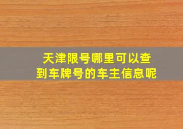 天津限号哪里可以查到车牌号的车主信息呢