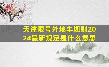 天津限号外地车规则2024最新规定是什么意思