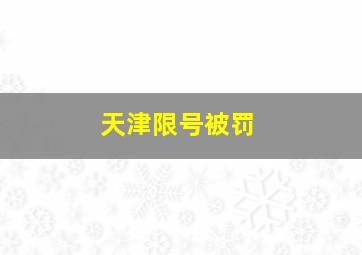 天津限号被罚