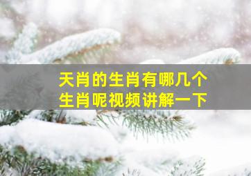 天肖的生肖有哪几个生肖呢视频讲解一下