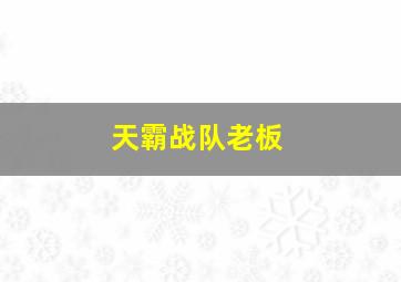 天霸战队老板