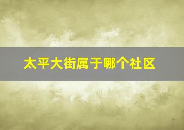 太平大街属于哪个社区