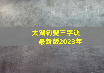 太湖钓叟三字诀最新版2023年