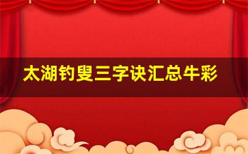 太湖钓叟三字诀汇总牛彩