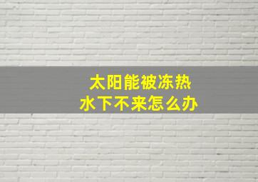 太阳能被冻热水下不来怎么办