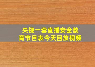 央视一套直播安全教育节目表今天回放视频