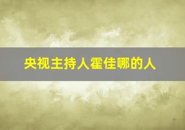 央视主持人霍佳哪的人