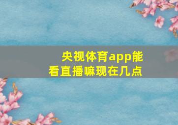 央视体育app能看直播嘛现在几点