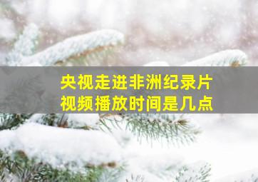 央视走进非洲纪录片视频播放时间是几点