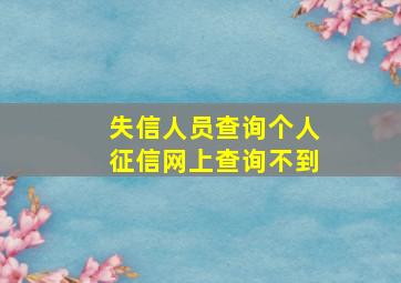 失信人员查询个人征信网上查询不到