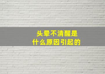 头晕不清醒是什么原因引起的