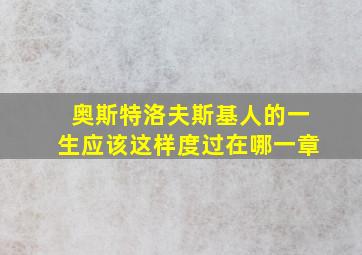 奥斯特洛夫斯基人的一生应该这样度过在哪一章