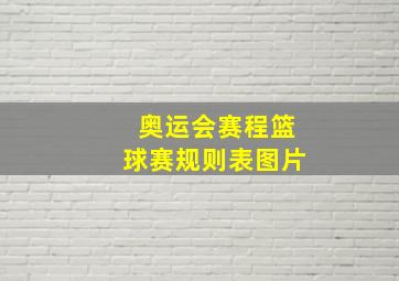 奥运会赛程篮球赛规则表图片