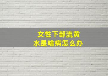 女性下部流黄水是啥病怎么办