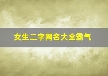 女生二字网名大全霸气