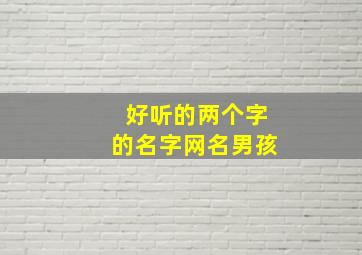 好听的两个字的名字网名男孩