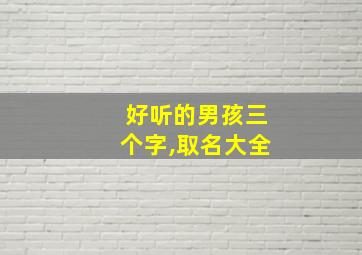 好听的男孩三个字,取名大全