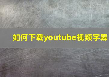 如何下载youtube视频字幕