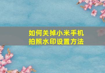 如何关掉小米手机拍照水印设置方法