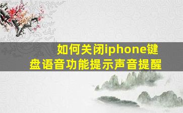 如何关闭iphone键盘语音功能提示声音提醒