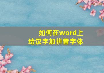 如何在word上给汉字加拼音字体