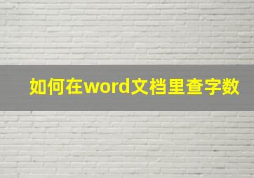 如何在word文档里查字数