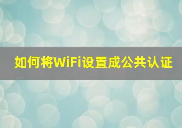 如何将WiFi设置成公共认证