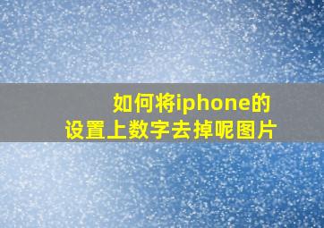 如何将iphone的设置上数字去掉呢图片