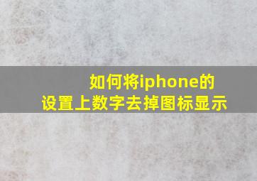 如何将iphone的设置上数字去掉图标显示