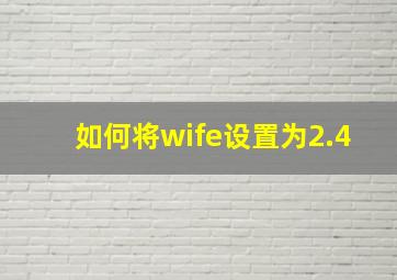 如何将wife设置为2.4