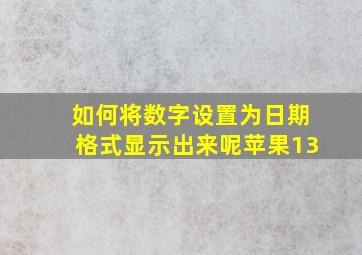 如何将数字设置为日期格式显示出来呢苹果13