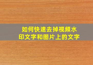 如何快速去掉视频水印文字和图片上的文字