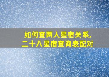 如何查两人星宿关系,二十八星宿查询表配对