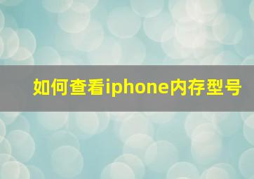 如何查看iphone内存型号