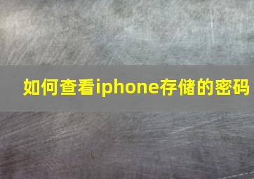 如何查看iphone存储的密码