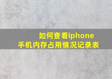 如何查看iphone手机内存占用情况记录表