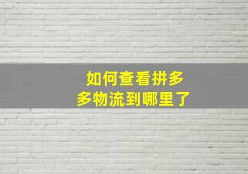 如何查看拼多多物流到哪里了