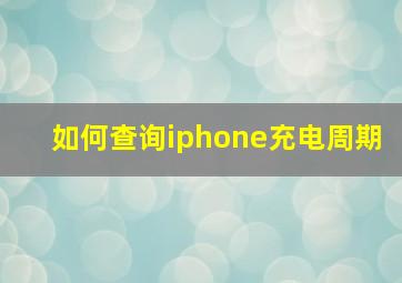 如何查询iphone充电周期