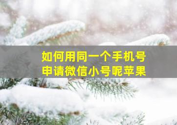 如何用同一个手机号申请微信小号呢苹果