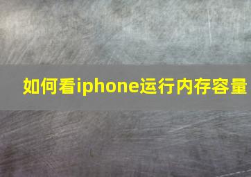 如何看iphone运行内存容量