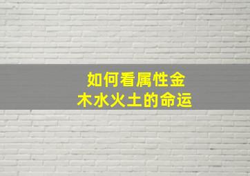 如何看属性金木水火土的命运