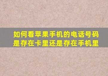 如何看苹果手机的电话号码是存在卡里还是存在手机里