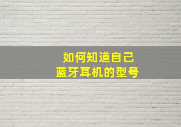 如何知道自己蓝牙耳机的型号