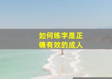 如何练字是正确有效的成人